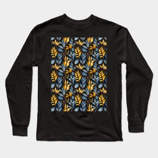 Yellow Watercolour Leaf Pattern Long Sleeve T-Shirt